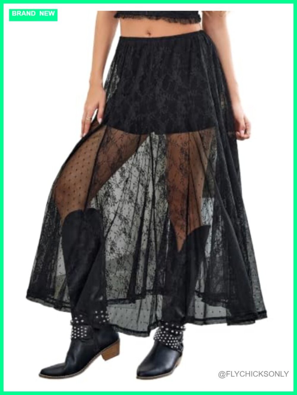 Lace Sheer Long Maxi Skirt A-Line Renaissance Gothic Cosplay